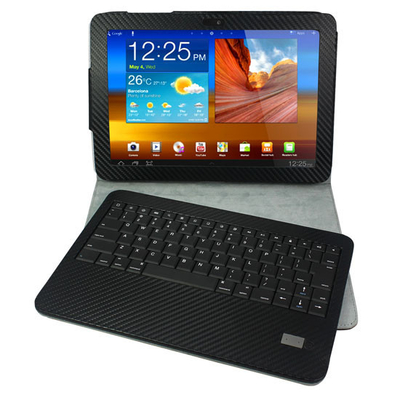 Slanke instelbare volnerf leder Samsung Galaxy tabblad behuizing met Bluetooth toetsenbord staan